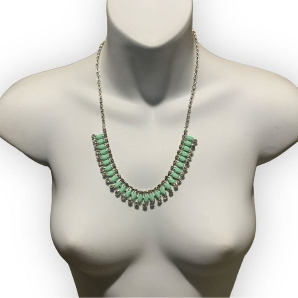 Modern?Rhinestone Crystal W/Mint Green Faux Stones